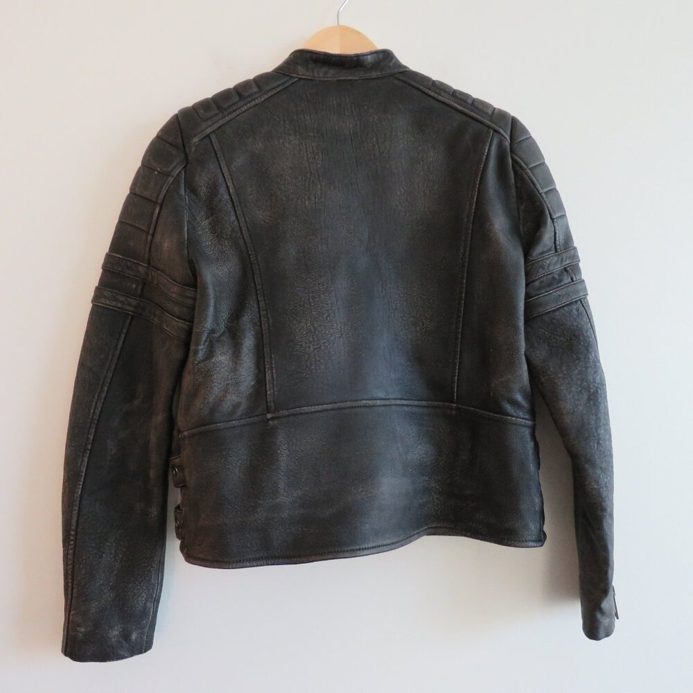 BANANA REPUBLIC Faded Black Lamb Leather Moto Jacket - Size XS - Picture 12 of 16